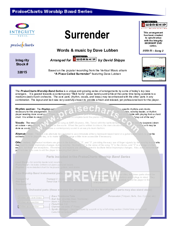 Surrender Cover Sheet (Dave Lubben)