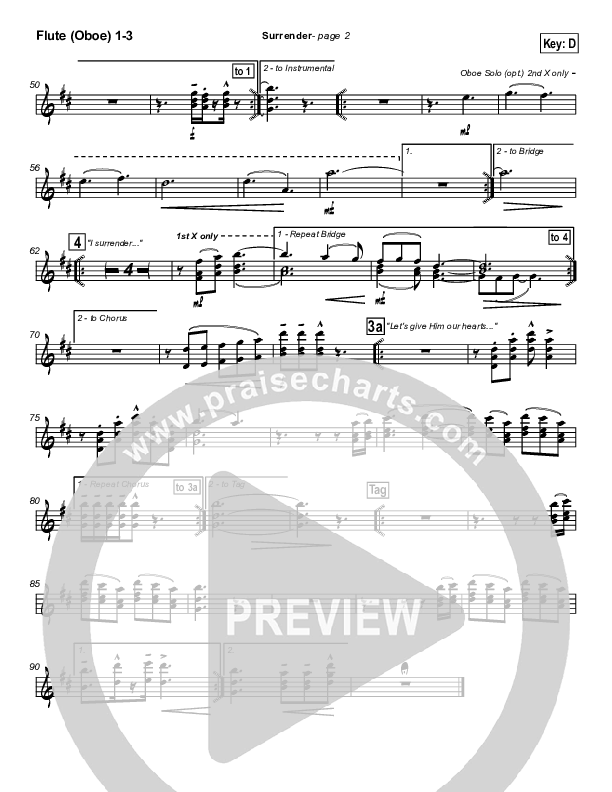 Surrender Flute/Oboe 1/2/3 (Dave Lubben)