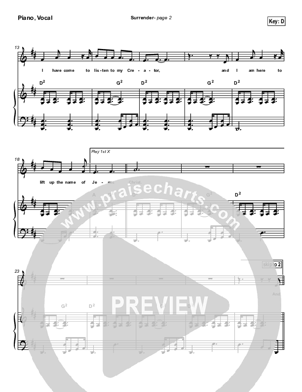 Surrender Lead & Piano (Dave Lubben)