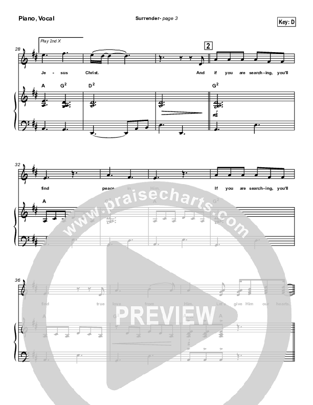 Surrender Lead & Piano (Dave Lubben)