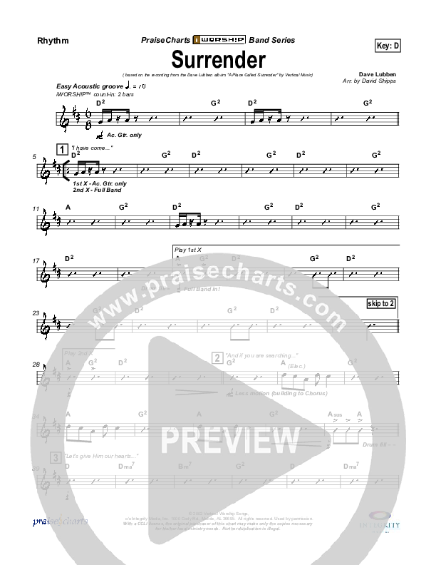 Surrender Rhythm Chart (Dave Lubben)
