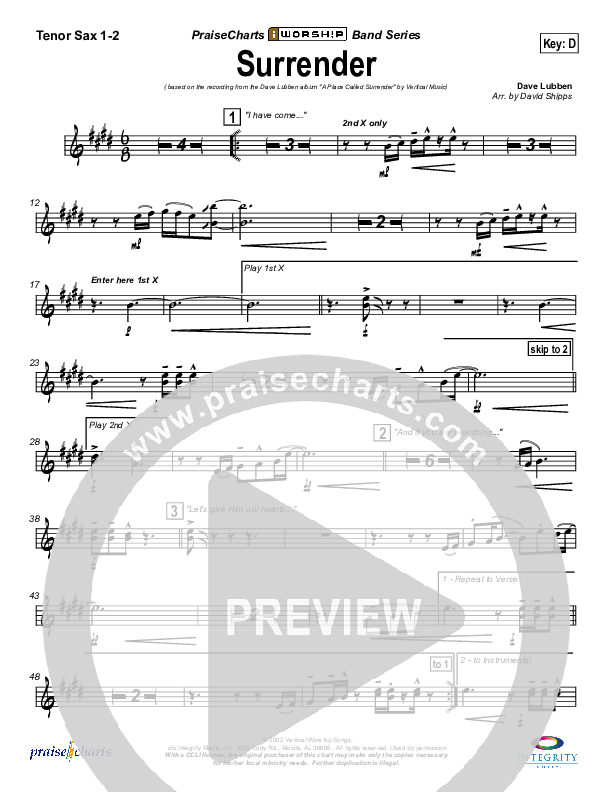 Surrender Tenor Sax 1/2 (Dave Lubben)