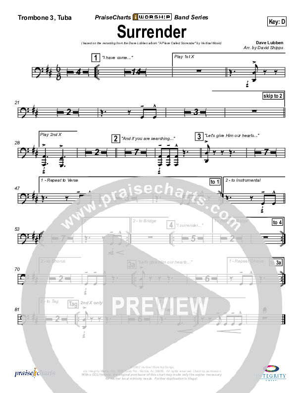 Surrender Trombone 3/Tuba (Dave Lubben)