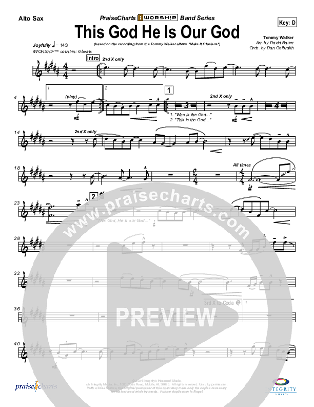 This God He Is Our God Alto Sax (Tommy Walker)