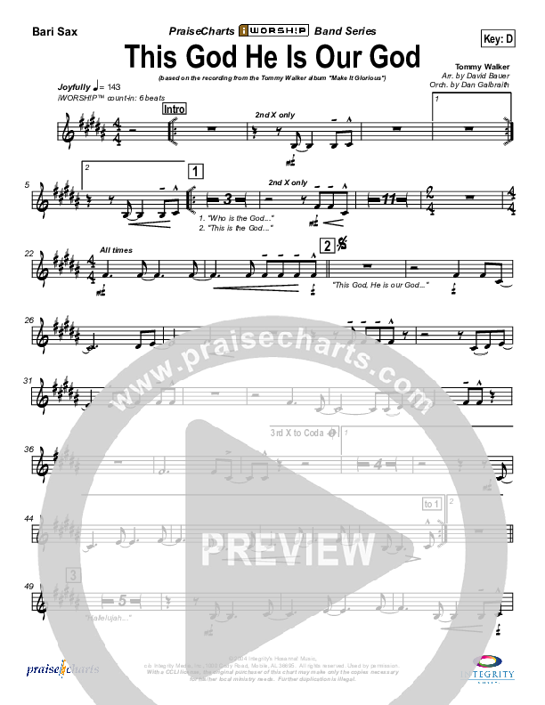 This God He Is Our God Bari Sax (Tommy Walker)