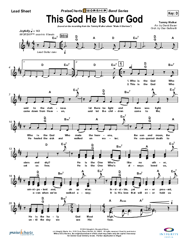 This God He Is Our God Lead Sheet (Tommy Walker)