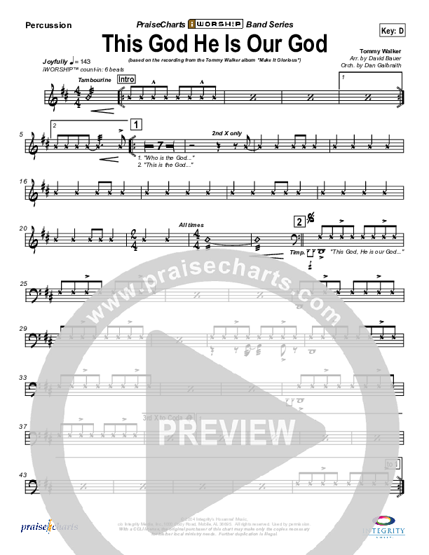 This God He Is Our God Percussion (Tommy Walker)