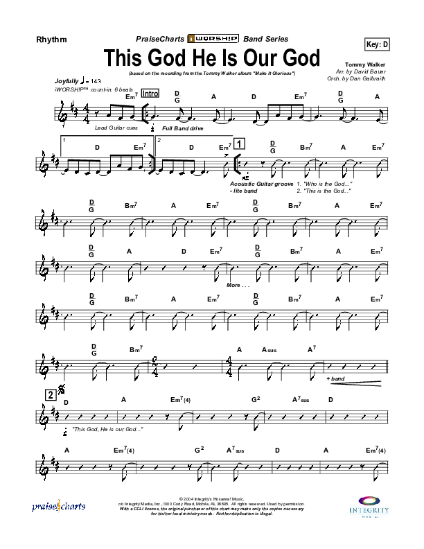 This God He Is Our God Rhythm Chart (Tommy Walker)