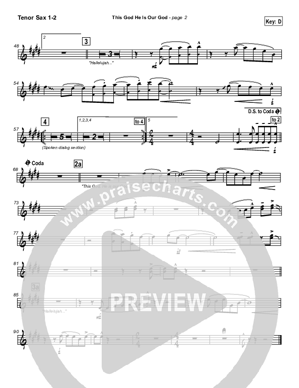 This God He Is Our God Tenor Sax 1/2 (Tommy Walker)