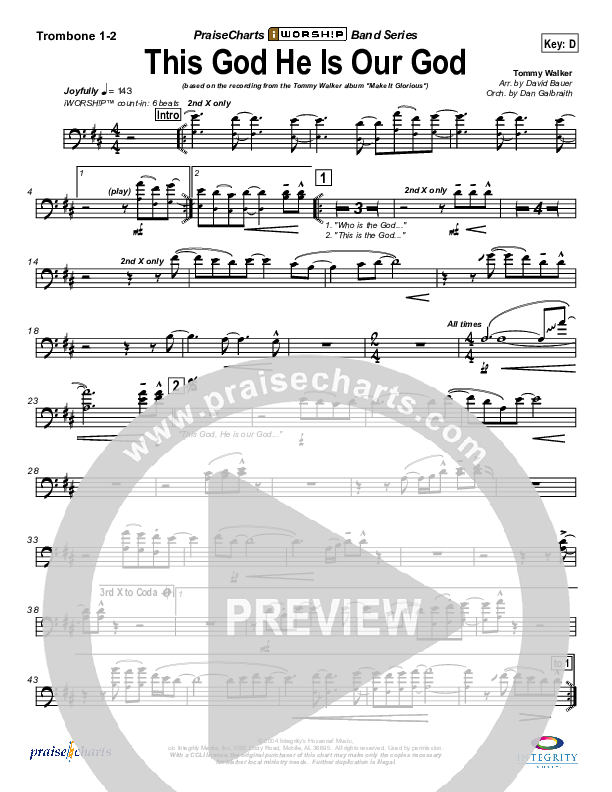 This God He Is Our God Trombone 1/2 (Tommy Walker)