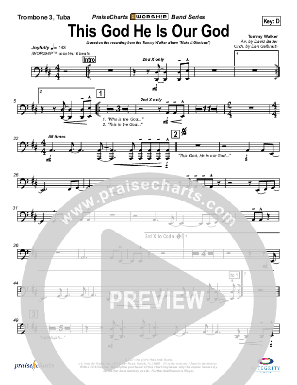 This God He Is Our God Trombone 3/Tuba (Tommy Walker)