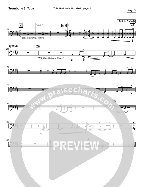 This God He Is Our God Trombone 3/Tuba (Tommy Walker)