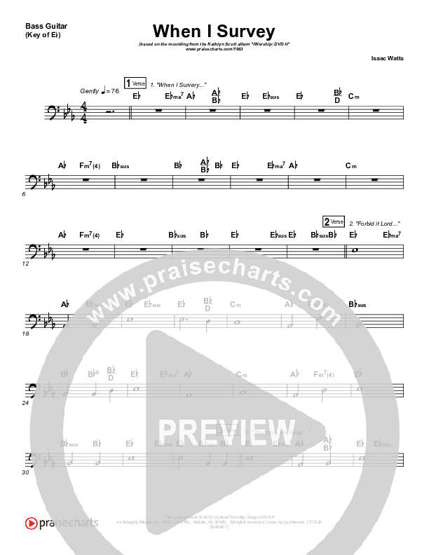 When I Survey (The Wondrous Cross) Bass Guitar (Kathryn Scott)