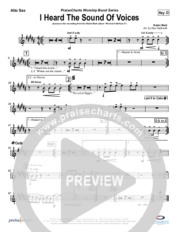 I Heard the Sound of Voices Alto Sax (Robin Mark)