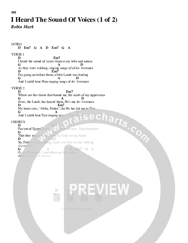 I Heard the Sound of Voices Chord Chart (Robin Mark)