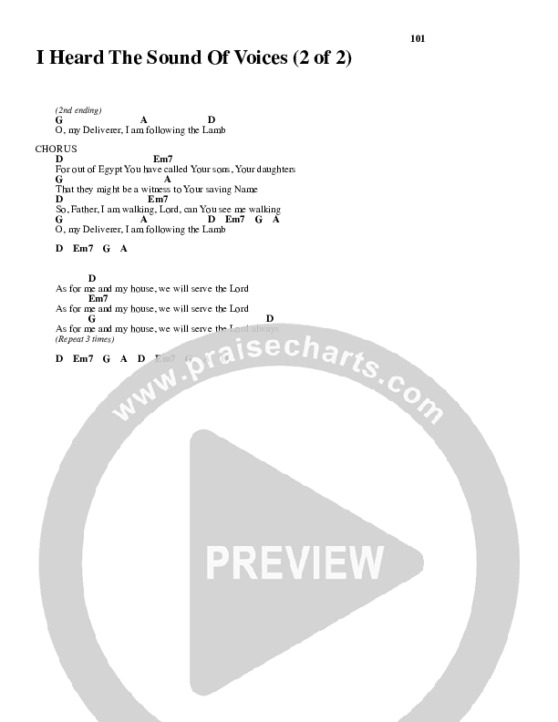 I Heard the Sound of Voices Chord Chart (Robin Mark)