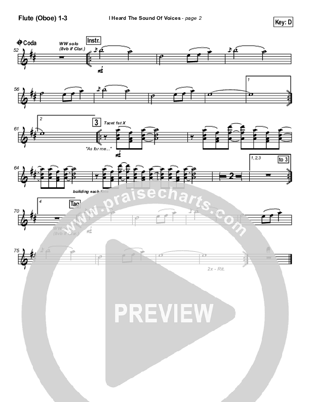 I Heard the Sound of Voices Flute/Oboe 1/2/3 (Robin Mark)