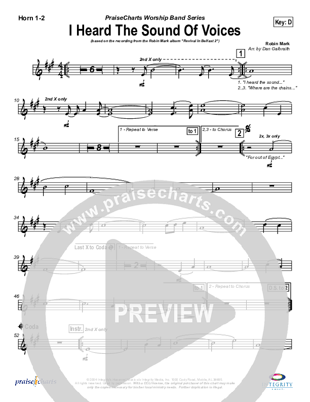 I Heard the Sound of Voices French Horn 1/2 (Robin Mark)