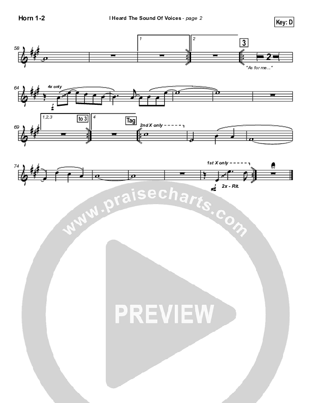 I Heard the Sound of Voices French Horn 1/2 (Robin Mark)