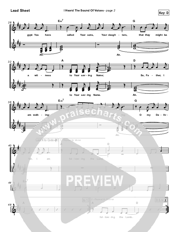 I Heard the Sound of Voices Lead Sheet (Robin Mark)