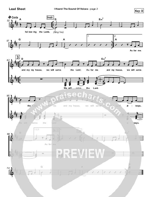 I Heard the Sound of Voices Lead Sheet (Robin Mark)