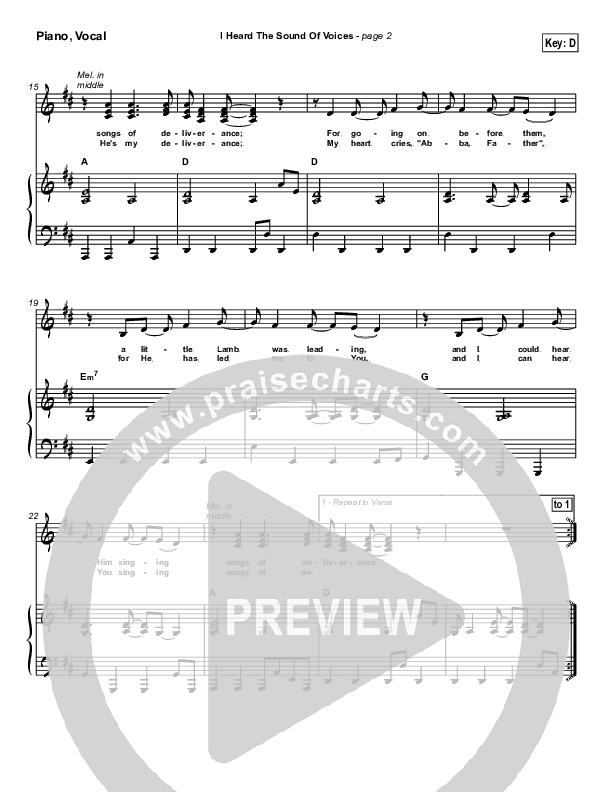 I Heard the Sound of Voices Lead & Piano (Robin Mark)