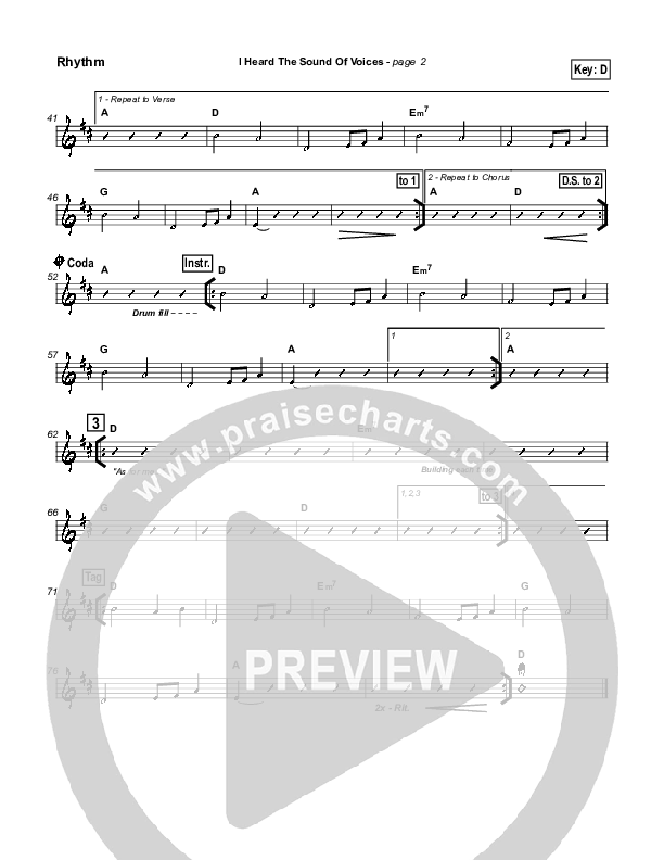 I Heard the Sound of Voices Rhythm Chart (Robin Mark)