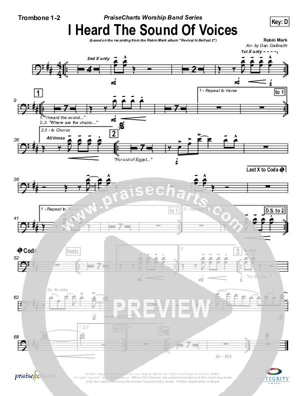 I Heard the Sound of Voices Trombone 1/2 (Robin Mark)