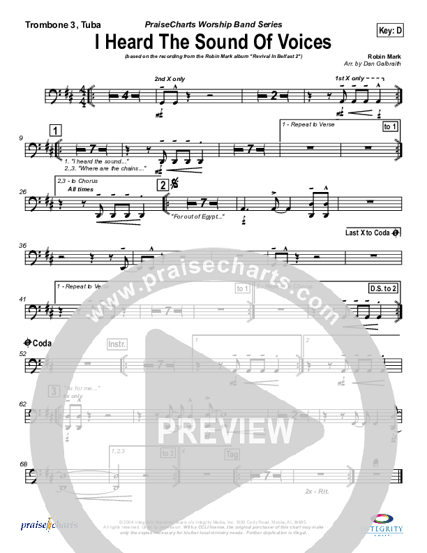 I Heard the Sound of Voices Trombone 3/Tuba (Robin Mark)