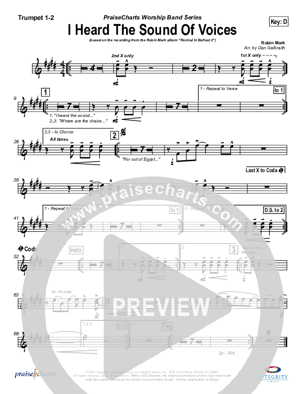 I Heard the Sound of Voices Trumpet 1,2 (Robin Mark)