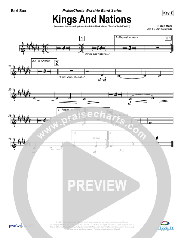 Kings And Nations Bari Sax (Robin Mark)