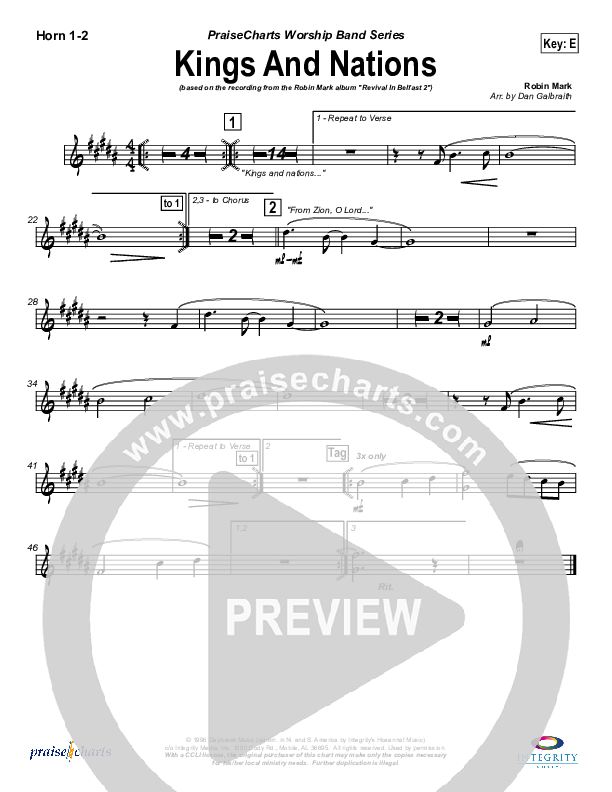 Kings And Nations French Horn 1/2 (Robin Mark)