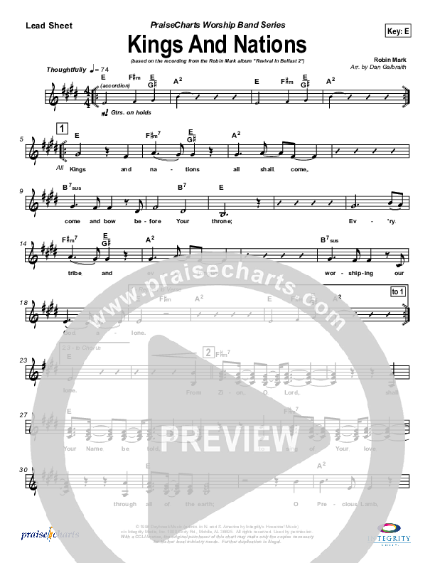 Kings And Nations Lead Sheet (Robin Mark)