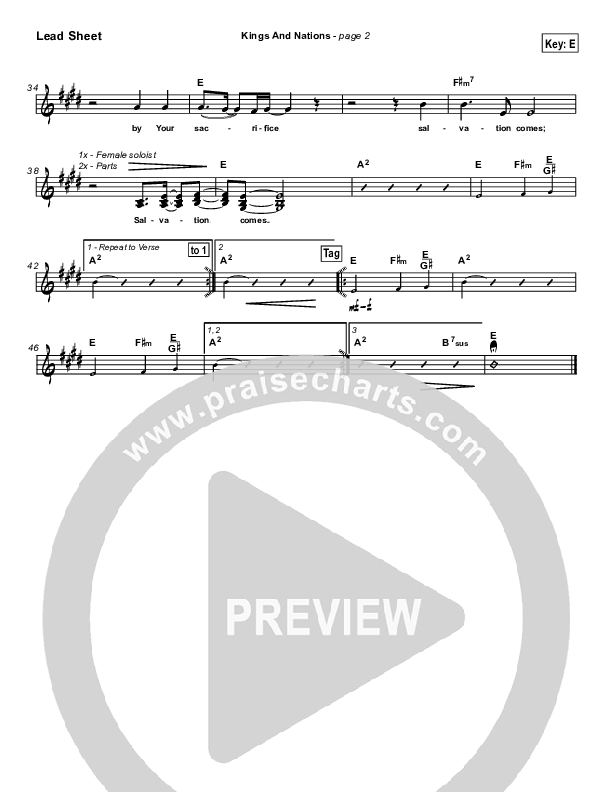 Kings And Nations Lead Sheet (Robin Mark)