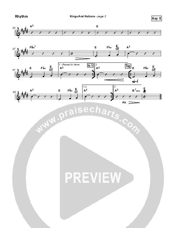 Kings And Nations Rhythm Chart (Robin Mark)