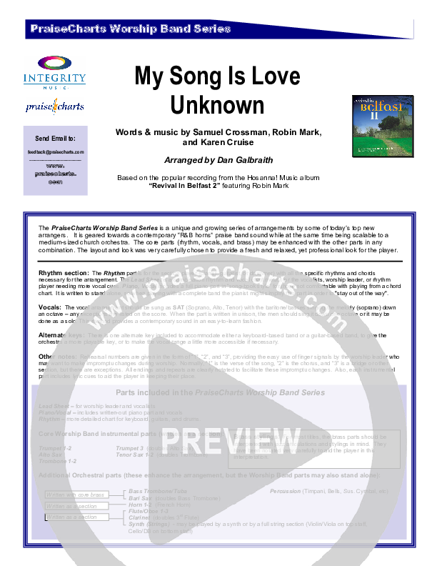 My Song Is Love Unknown Cover Sheet (Robin Mark)