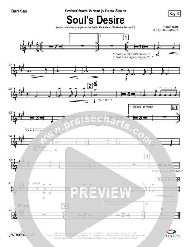 Soul's Desire Bari Sax (Robin Mark)