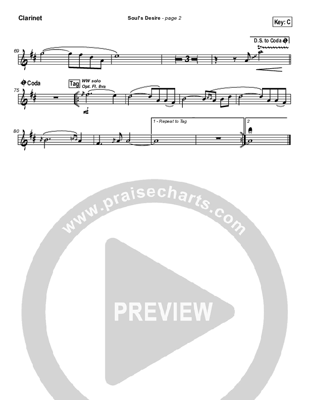 Soul's Desire Clarinet (Robin Mark)