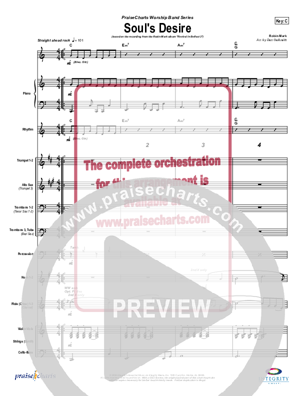 Soul's Desire Conductor's Score (Robin Mark)