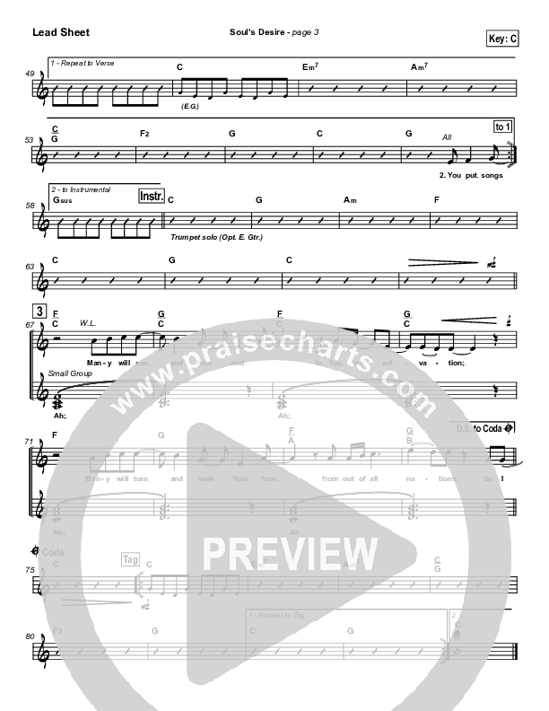 Soul's Desire Lead Sheet (SAT) (Robin Mark)