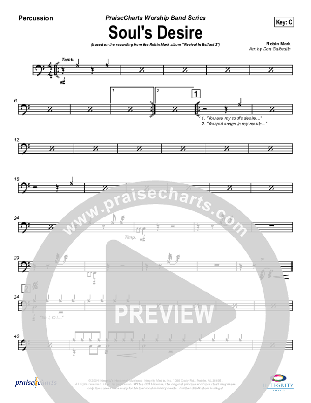 Soul's Desire Percussion (Robin Mark)