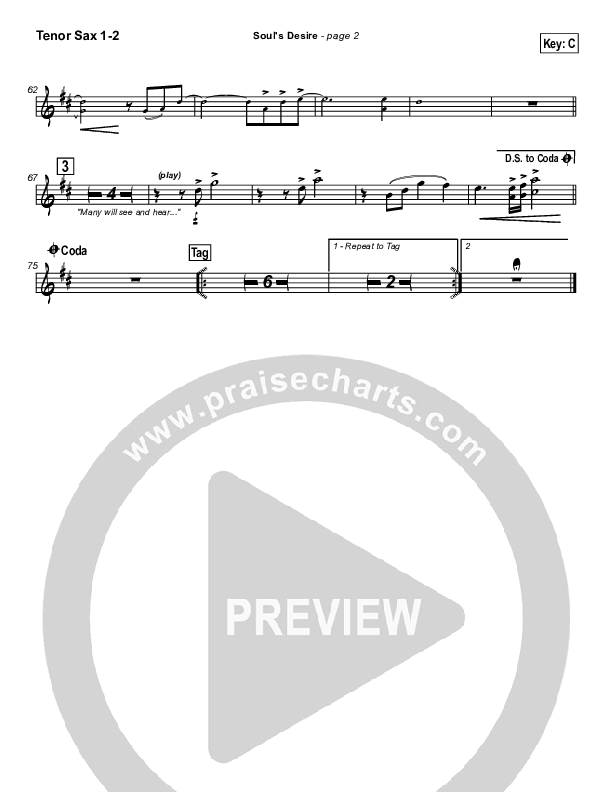 Soul's Desire Tenor Sax 1/2 (Robin Mark)