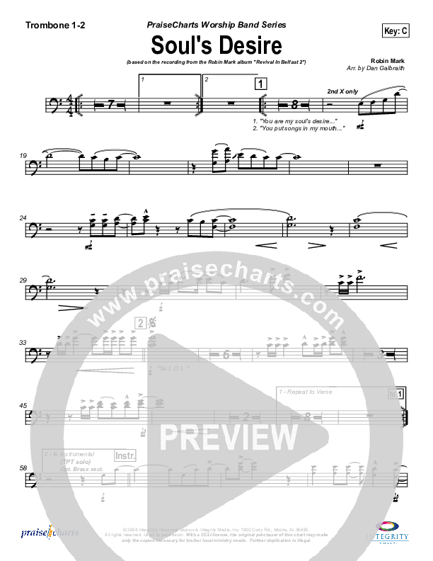 Soul's Desire Trombone 1/2 (Robin Mark)