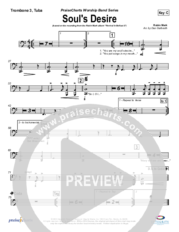 Soul's Desire Trombone 3/Tuba (Robin Mark)