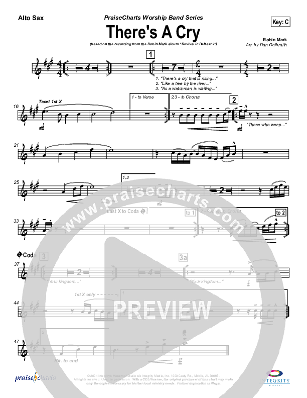 There's A Cry Alto Sax (Robin Mark)