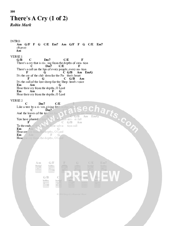 There's A Cry Chord Chart (Robin Mark)