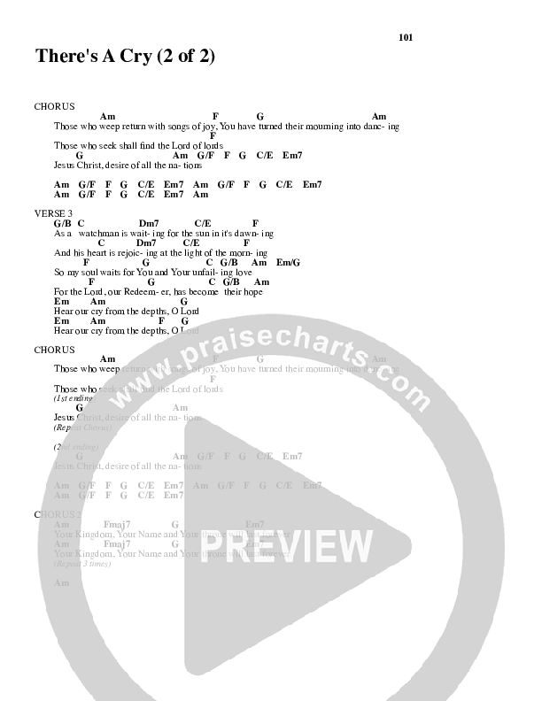 There's A Cry Chord Chart (Robin Mark)