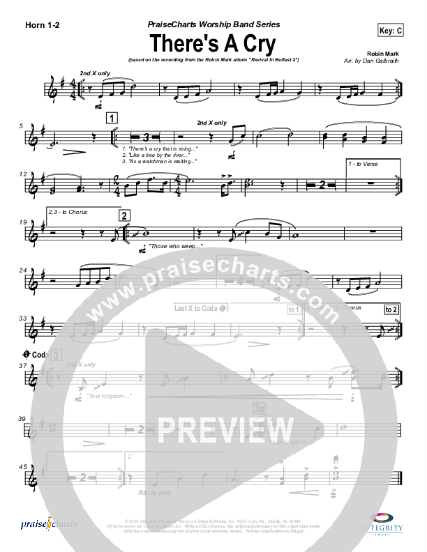 There's A Cry French Horn 1/2 (Robin Mark)