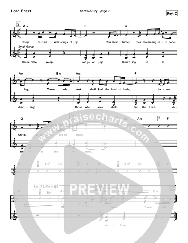 There's A Cry Lead Sheet (Robin Mark)