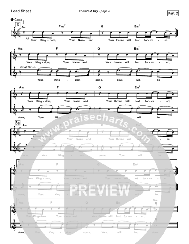 There's A Cry Lead Sheet (Robin Mark)